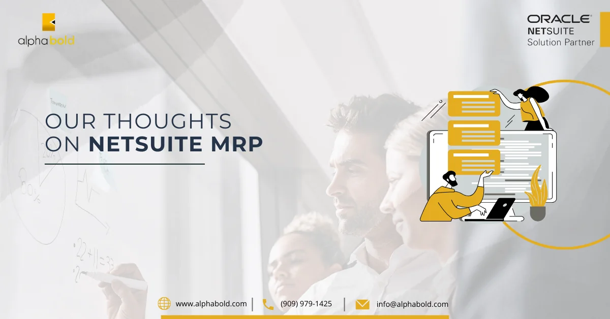 Infographics show the Our Thoughts on NetSuite MRP