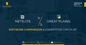 Infographics show the difference between NetSuite and Great Plains