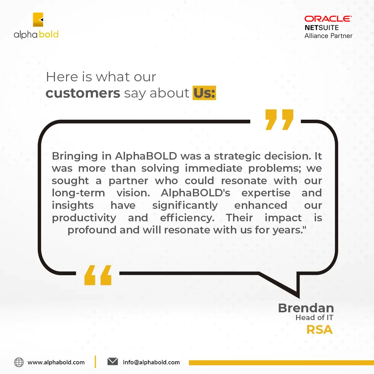 this image shows the client testimonial of RSA Transformation NS