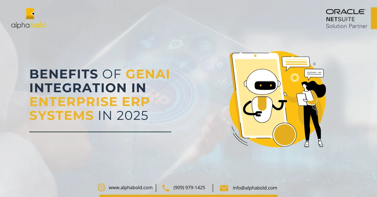 Blog banner for 'Benefits of GenAI Integration in Enterprise ERP Systems in 2025'