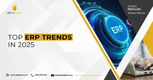 This image shows Top ERP trends in 2025